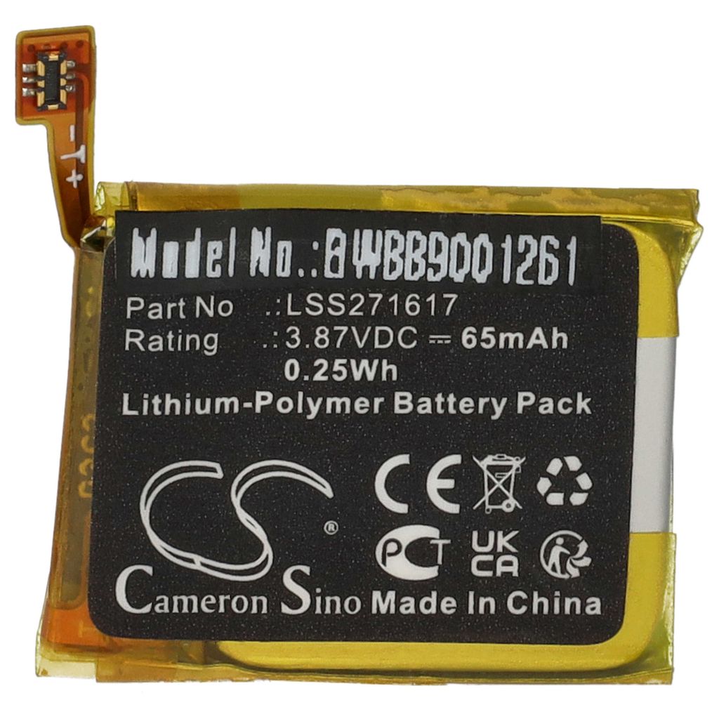 vhbw Akku Ersatz für Fitbit LSS271617 für Smartwatch Uhr Fitnessarmband (65 mAh, 3,87 V, Li-Polymer)