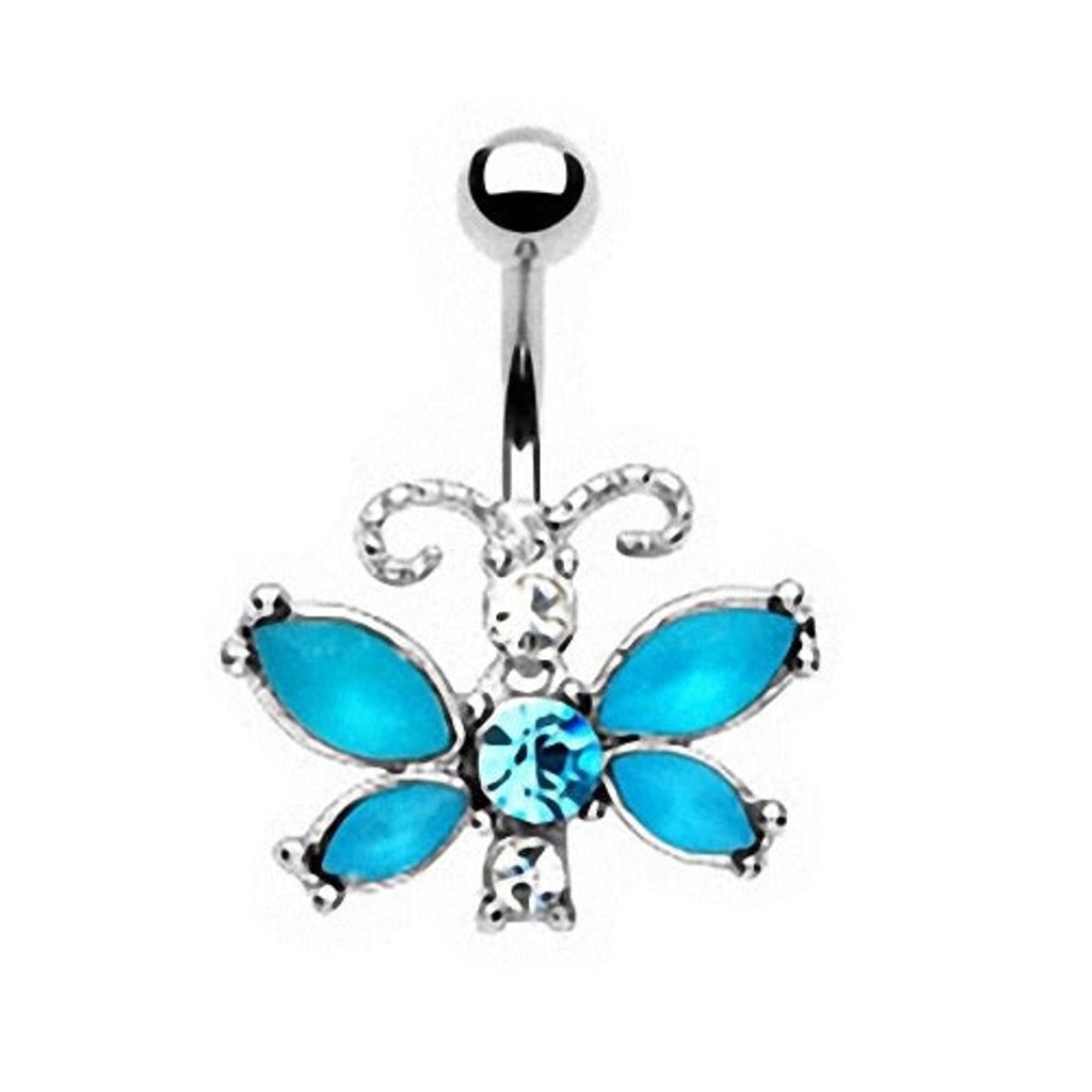 Taffstyle Bauchnabelpiercing Bauchnabelpiercing Stecker Kristall Schmetterling, Aqua
