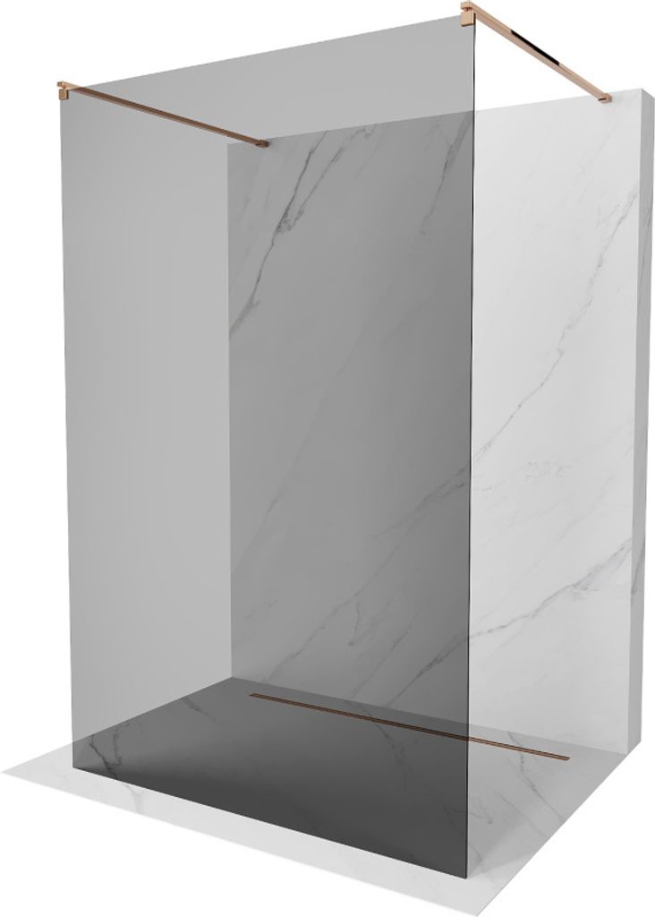 Mexen Kioto freistehende Duschwand 100 x 200 cm, Graphit, Rosa Gold - 800-100-002-60-40