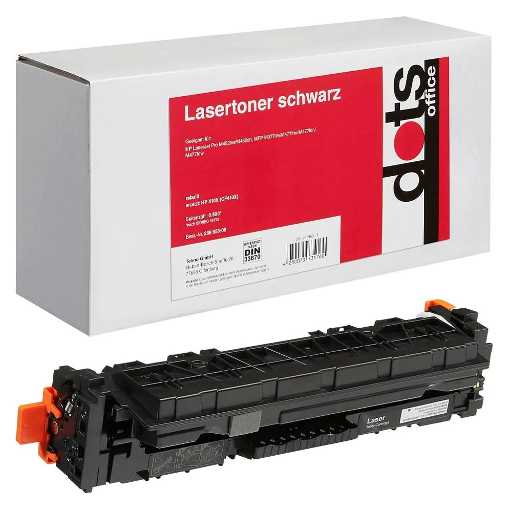 Toner HP 410X CF410X Compatible Noir Dots pour Documents Pro - 3000p