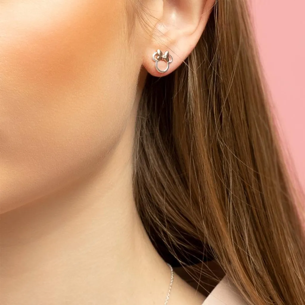 Boucles d'oreilles puces Mickey et Minnie Mouse en argent véritable