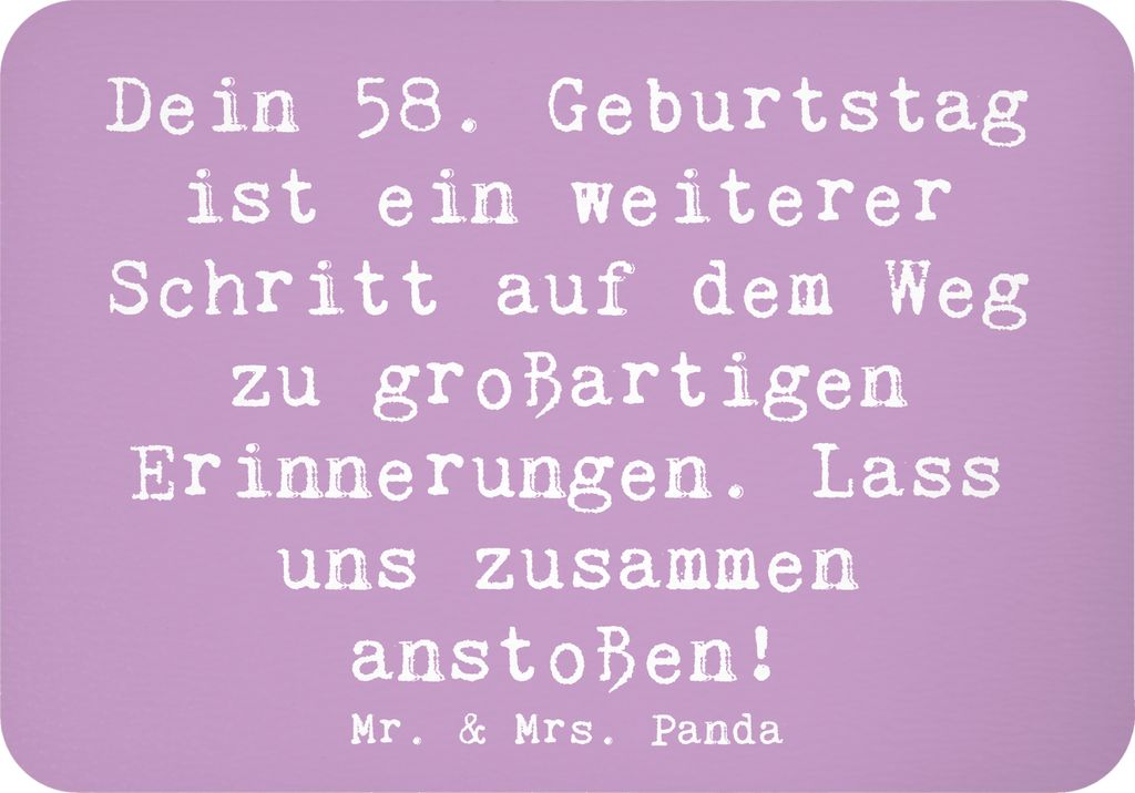 Mr. & Mrs. Panda magnet Spruch 58. Geburtstag Erinnerungen - Lavendeltraum - Geschenk, Alter, haftmagnet, Notizhalter, Alles gut zum, whiteboardmag...