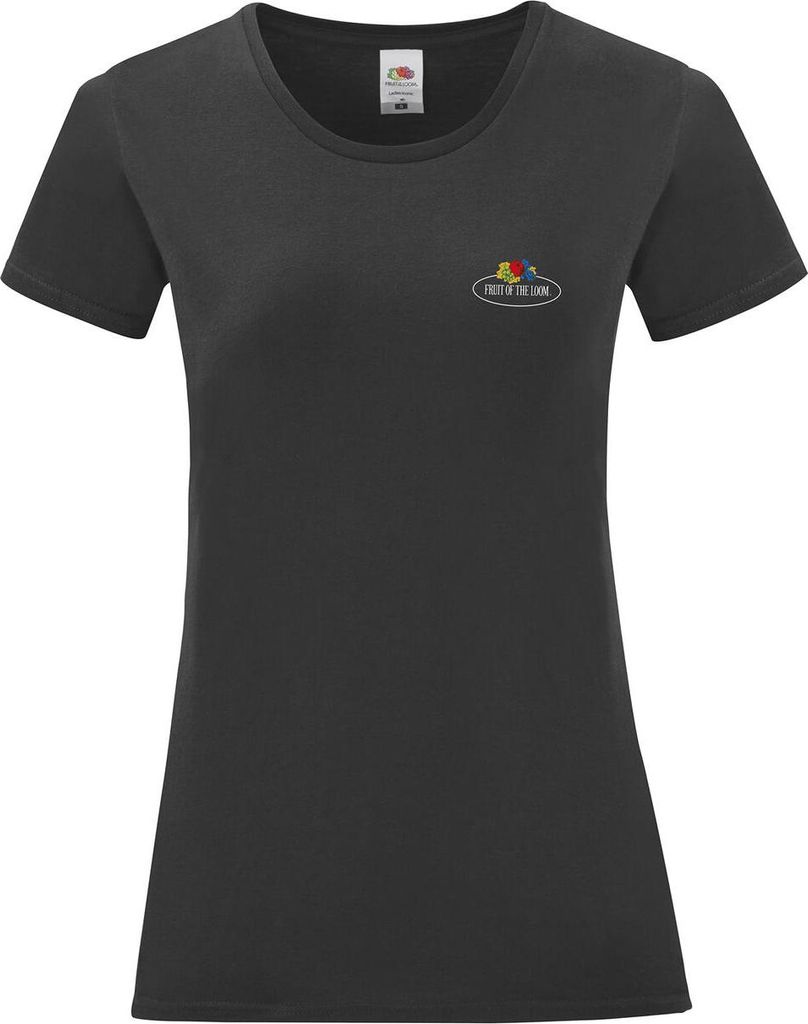 Fruit of the Loom 011432J | Ladies Vintage T Small Logo Print - Farbe: Black - Größe: XL