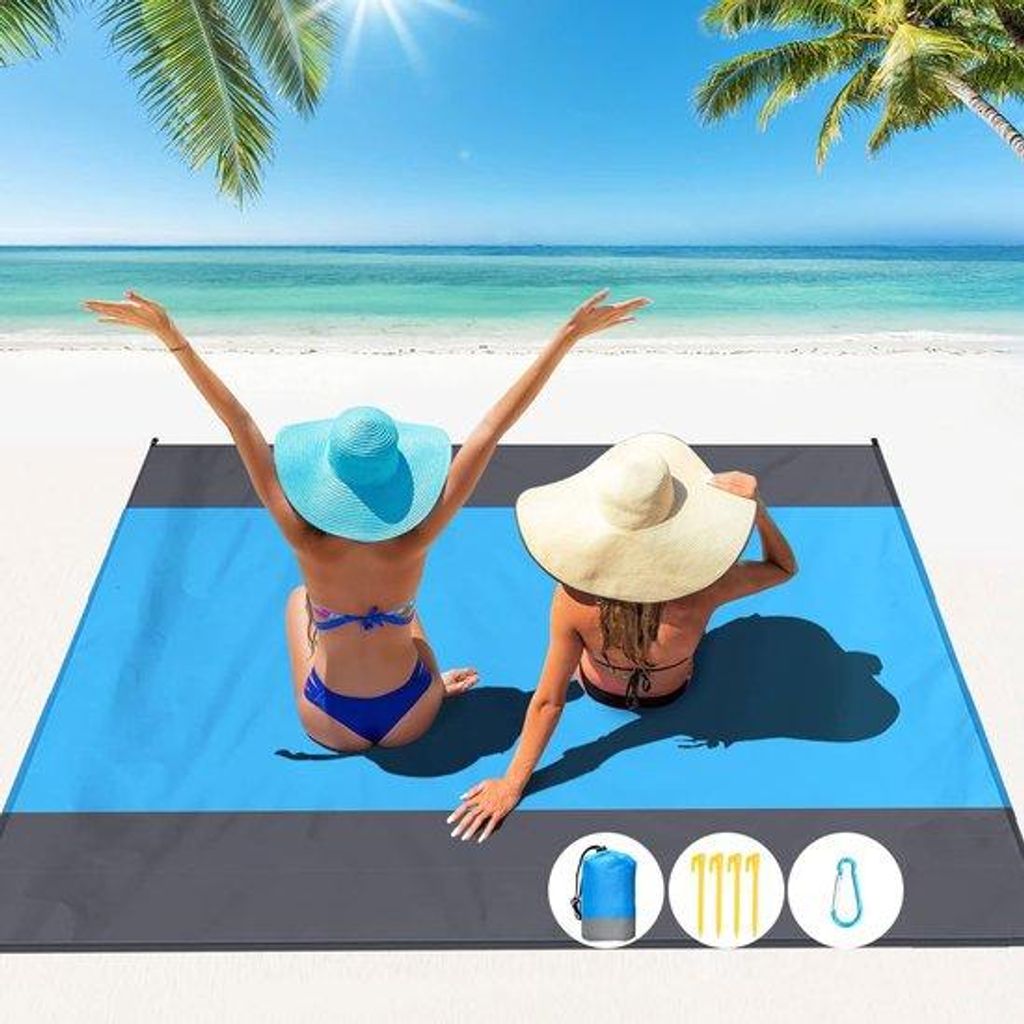Sonnenschirm 200*210 cm, wasser- und sandfest, extra groß und leicht, für 1-4 Erwachsene geeignet. Ideal für Strand, Reisen, Camping, Wandern un...