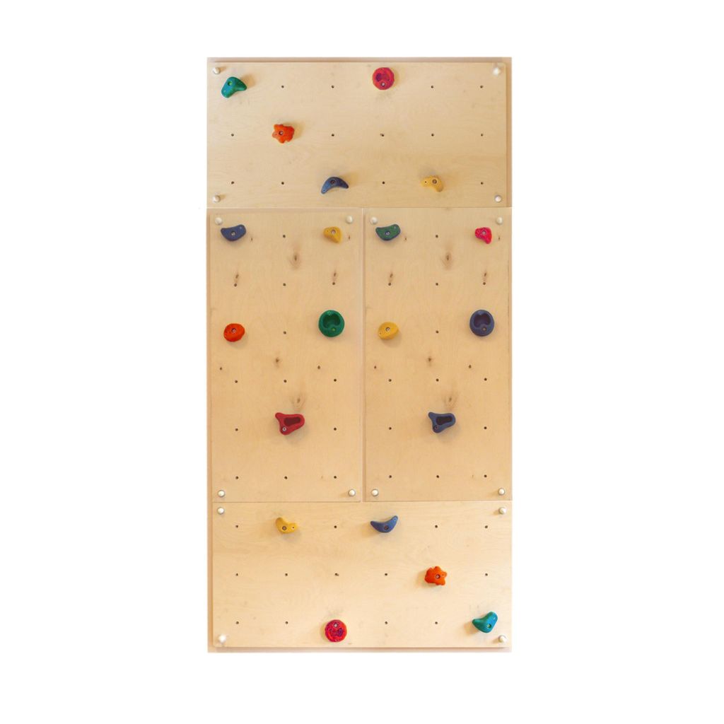 Kletterwand Indoor mit bunten Klettersteinen und Montagematerial für Kinder und Erwachsene Größe: 4 Platten (2,60 m²)