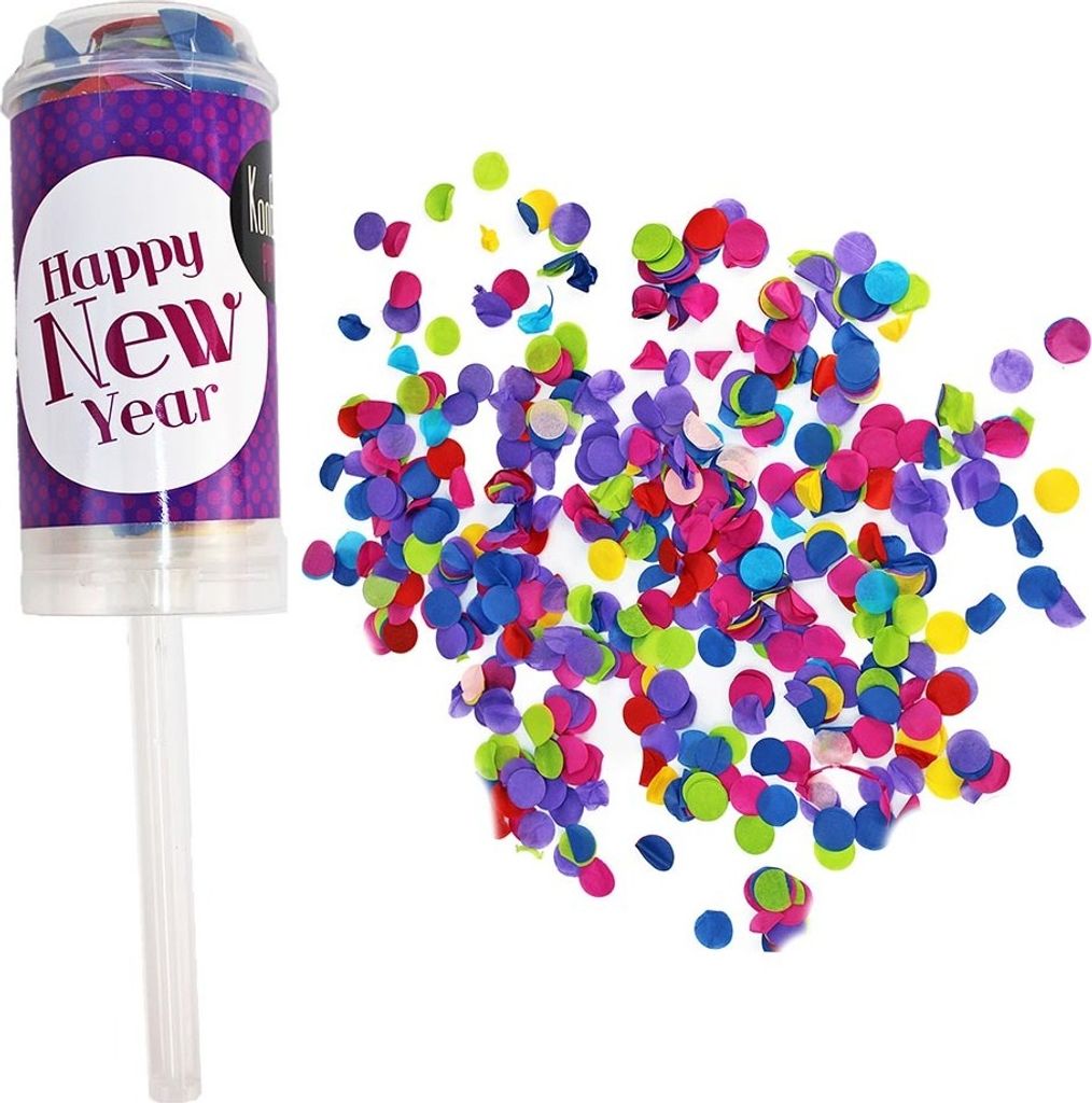 Party Popper Konfetti Shooter "Happy New Year" - ca. 18,5 cm