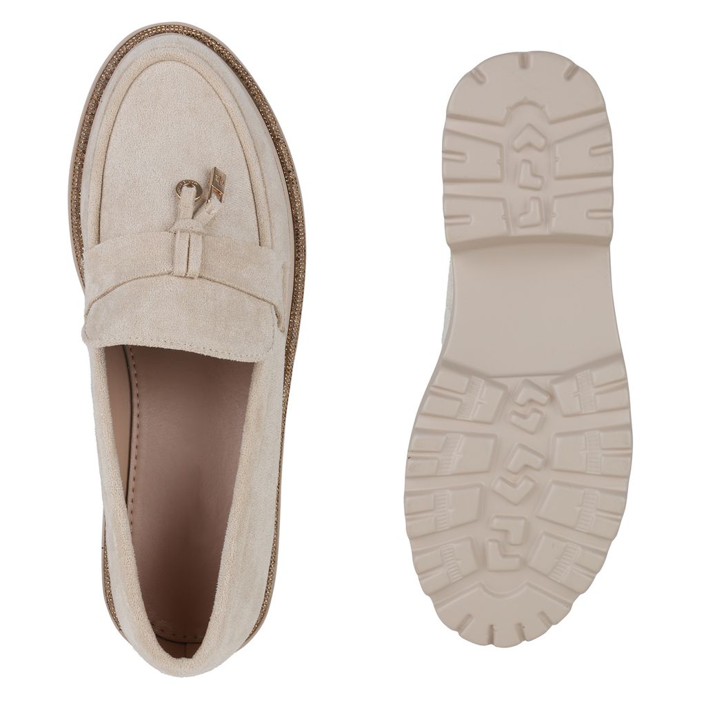 VAN HILL Damen Plateauschuhe Slippers Strass Profil-Sohle Produktbild 3