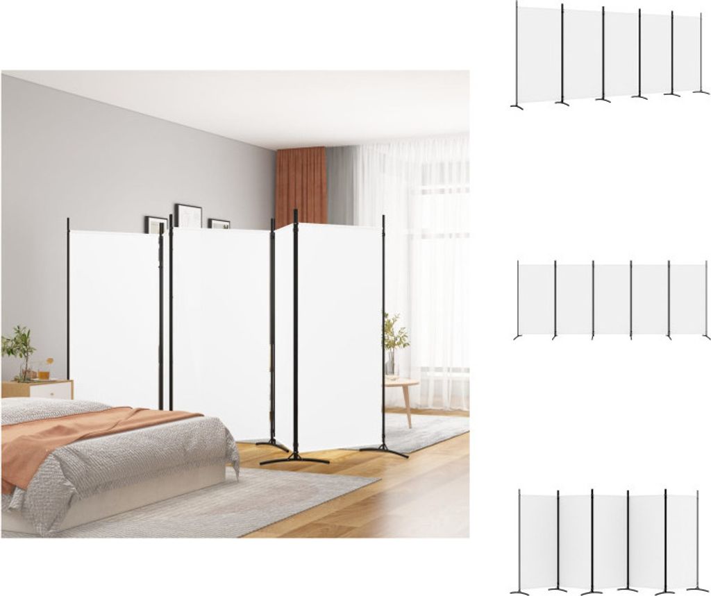 A room divider is set up in a bedroom, separating the sleeping area from another part of the room.