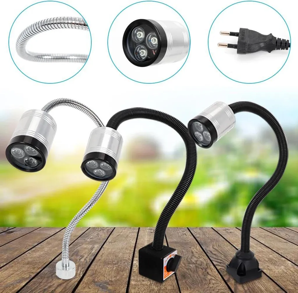 Lampe de machine CNC LED 6W 220V - Éclairage industriel flexible argent