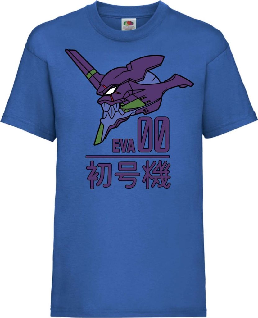 Kinder T-Shirt Neon Anime Genesis Manga Evangelion Eva Unit 00 Eva Genesis, 7-8 Jahr - 128 / Blau