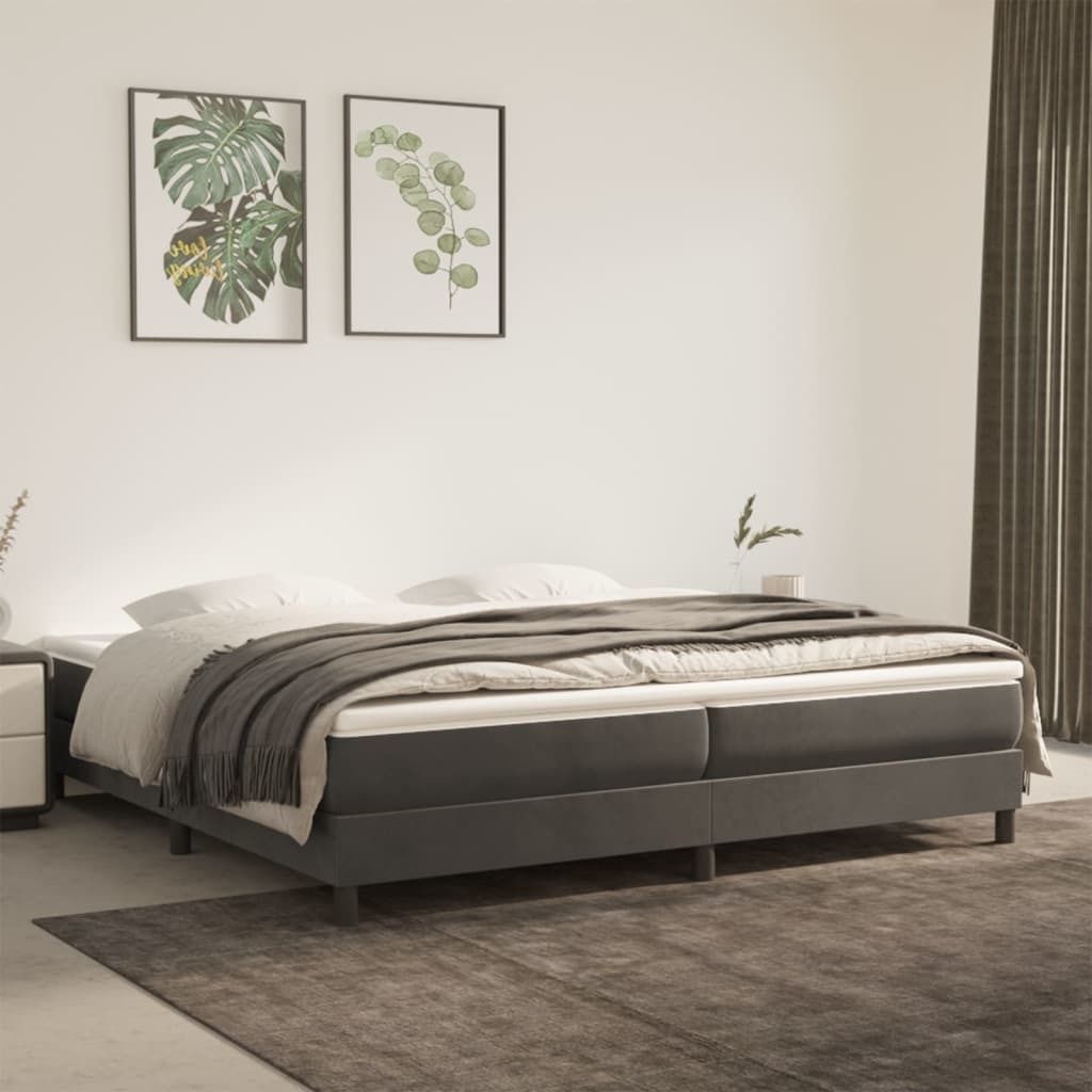 "Rabatt" Boxspring-Bettrahmen 2 Personen - Schlafzimmerbett - Dunkelgrau 200x200 cm Samt - Klassische Betten CC4564