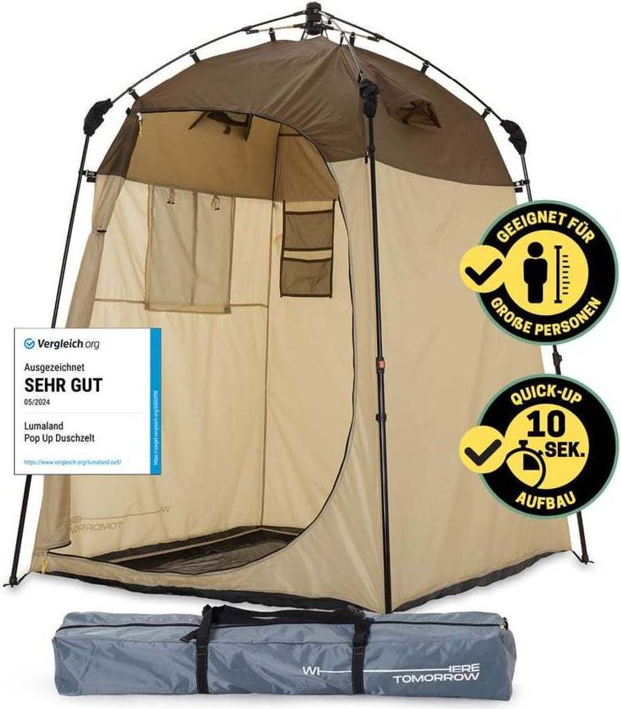 Where Tomorrow Pop Up Duschzelt - 155x155x220 cm - Braun