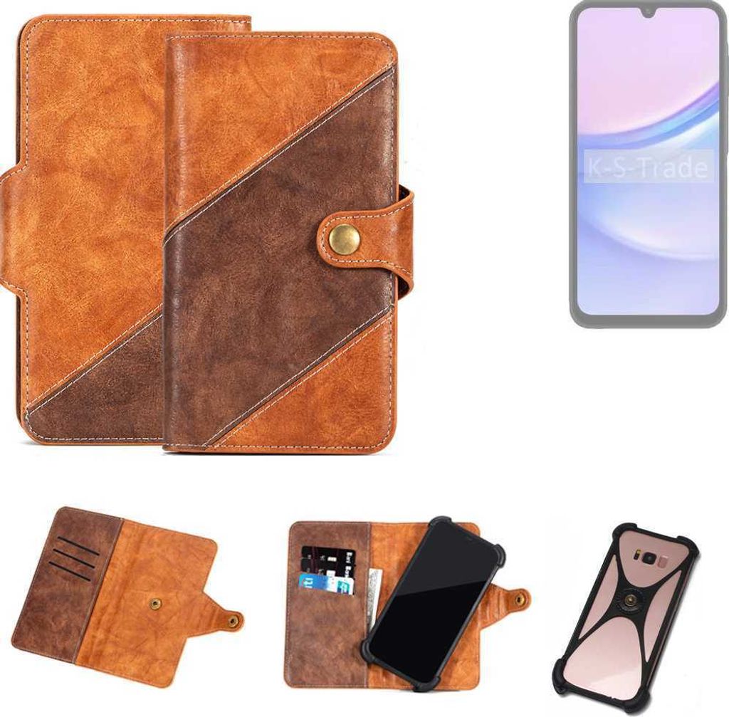 K-S-Trade Handyhülle Schutzhülle Bookstyle Case Wallet-Case kompatibel mit Samsung Galaxy A15 5G Cover Klapphülle Kantenschutz Smartphone