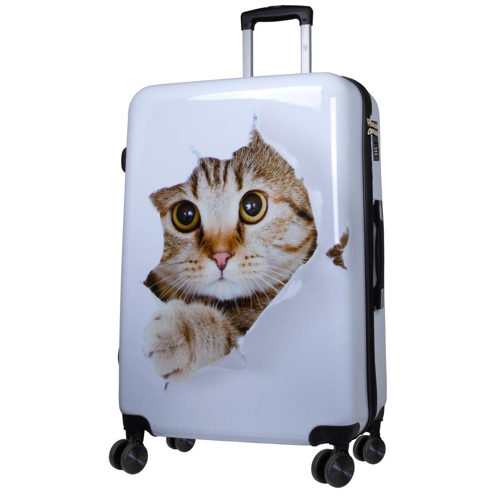 Hartschalen-Koffer Großer Reisekoffer Katze Weiß 77 cm Produktbild 