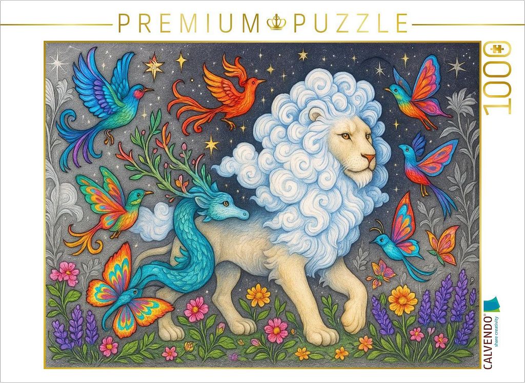 CALVENDO Puzzle Wolkenlöwe und Traumvögel | 1000 Teile Lege-Größe 64x48cm Foto-Puzzle für glückliche Stunden