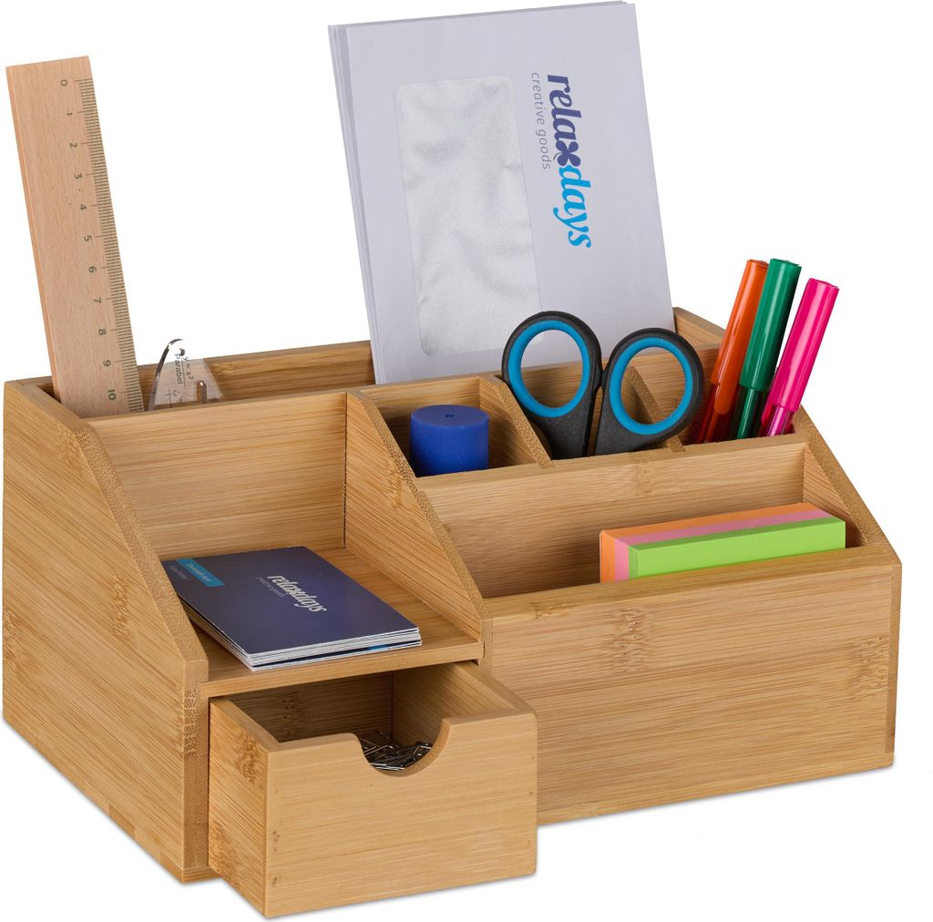 Organizer da scrivania Relaxdays, con cassetto, 6 Immagine del prodotto 