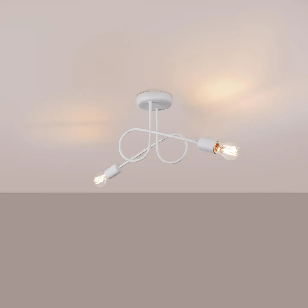 Lustre LOOP 2 Blanc Solution Éclairage Double E27 Acier Robuste - 15