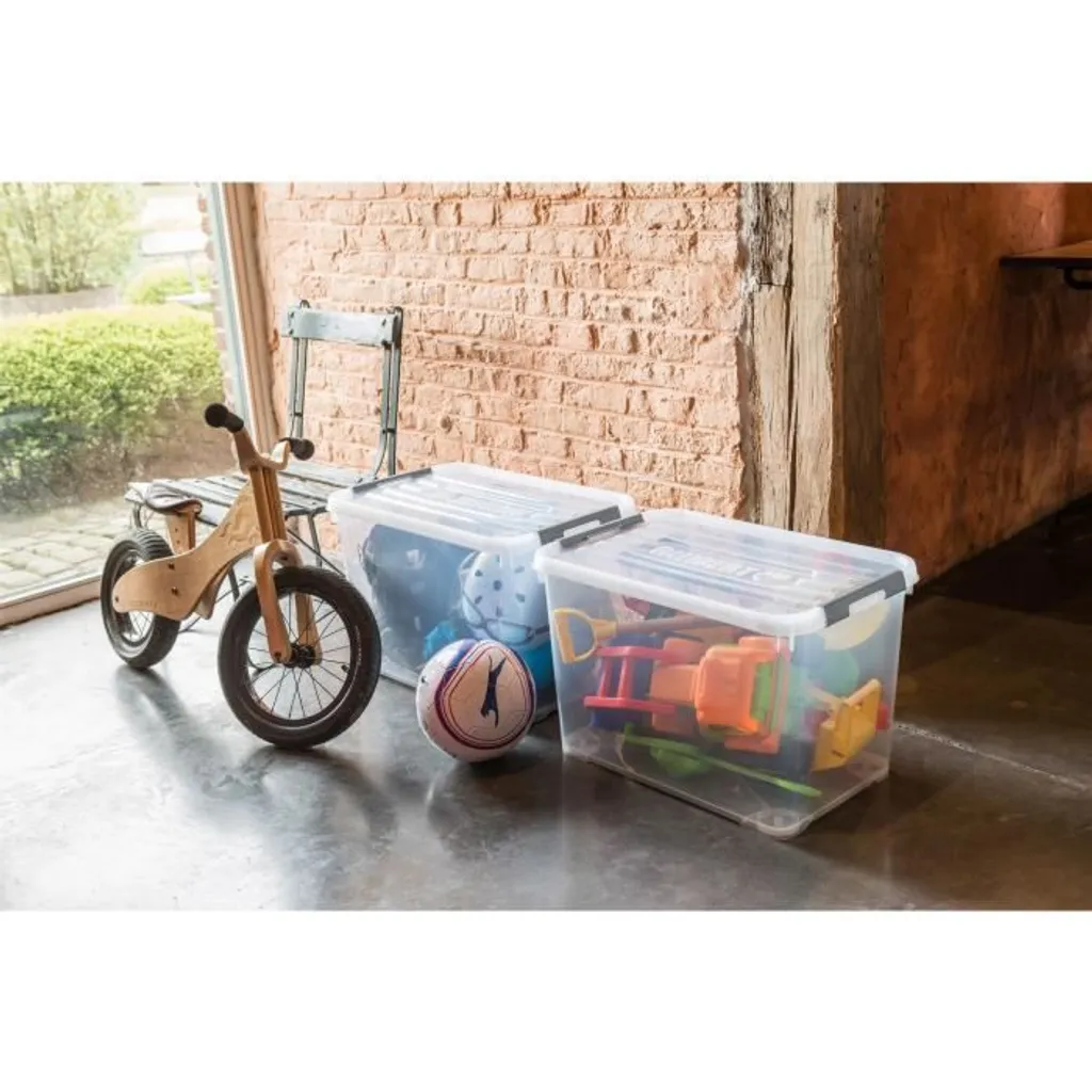 Boîte de rangement Curver Handy Plus 65L avec clips de fermeture blanc - 3