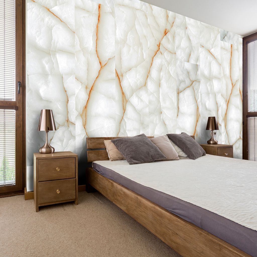 PURO TAPETE - Realistische Tapete ohne Rapport und Versatz 10m Vlies Tapetenrolle Wandtapete modern design Fototapete - weiß Marmor Papier f-C-024...