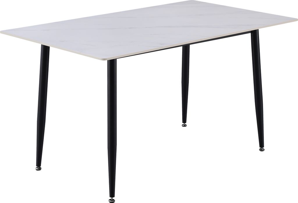 Esstisch Keramik weiß 140 x 80 Vierfuß-Gestell schwarz GÖTEBORG