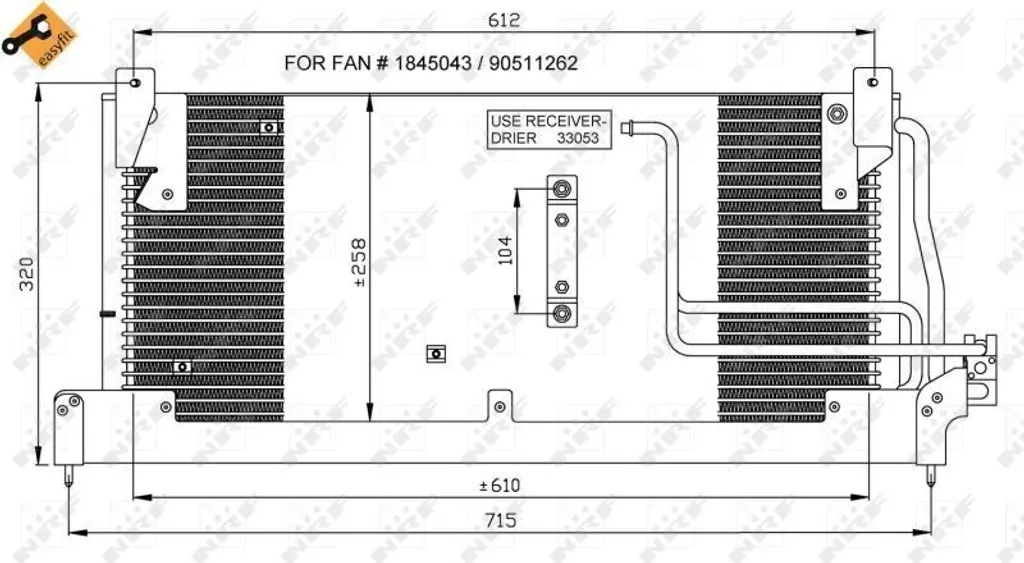 Condensateur de clim pour Combo 71 - Radiateur de climatisation NRF 35218