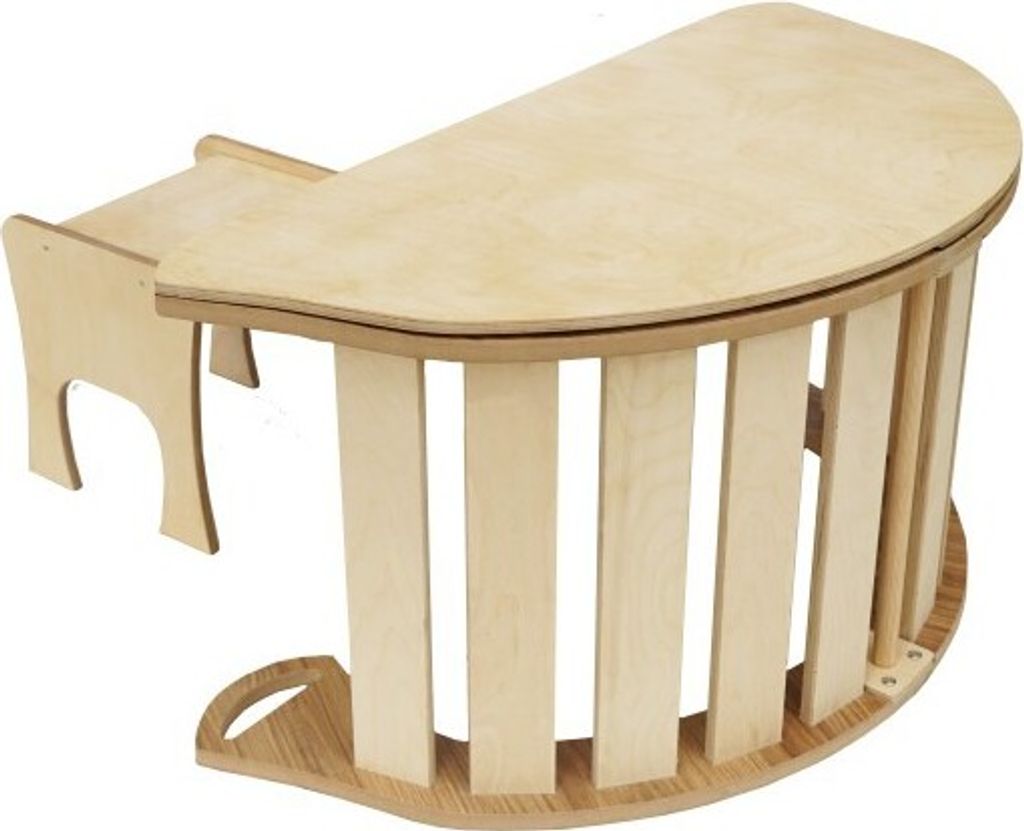 Skyline Kletterbogen Klettergerüste Kletterdreieck Baby Kletterwippe Holzbogen für Kinder Montessori Klappbar Tisch, mod.C, 85x43x42cm, Eichenimitat