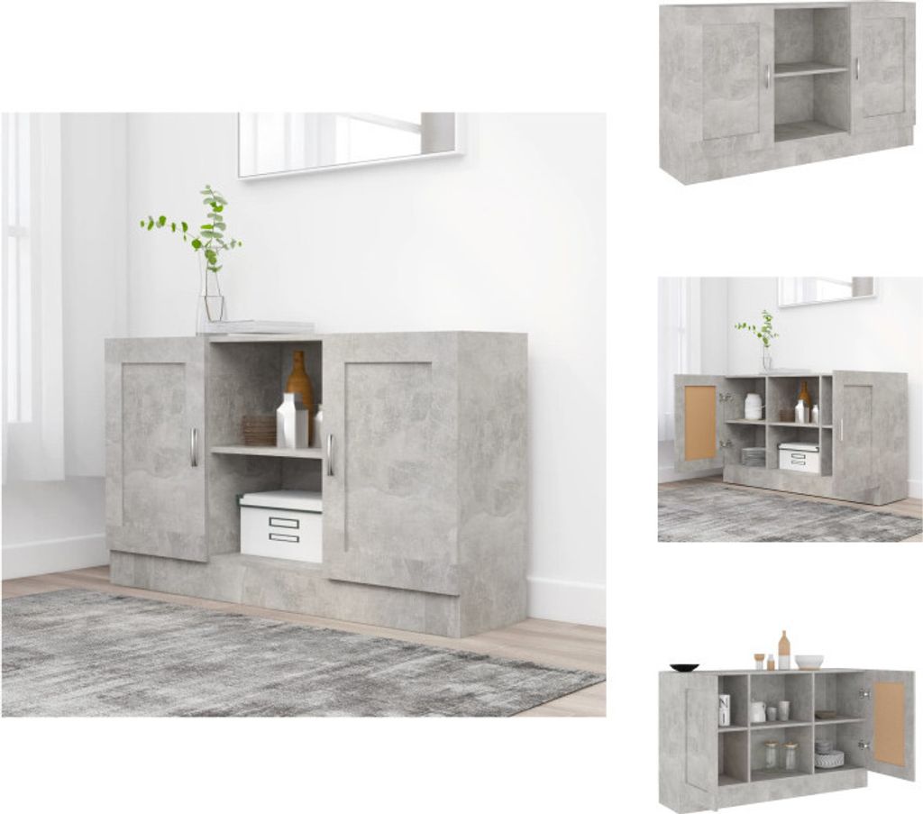 vidaXL Sideboard Betongrau 120x30,5x70 cm Holzwerkstoff - Sideboards