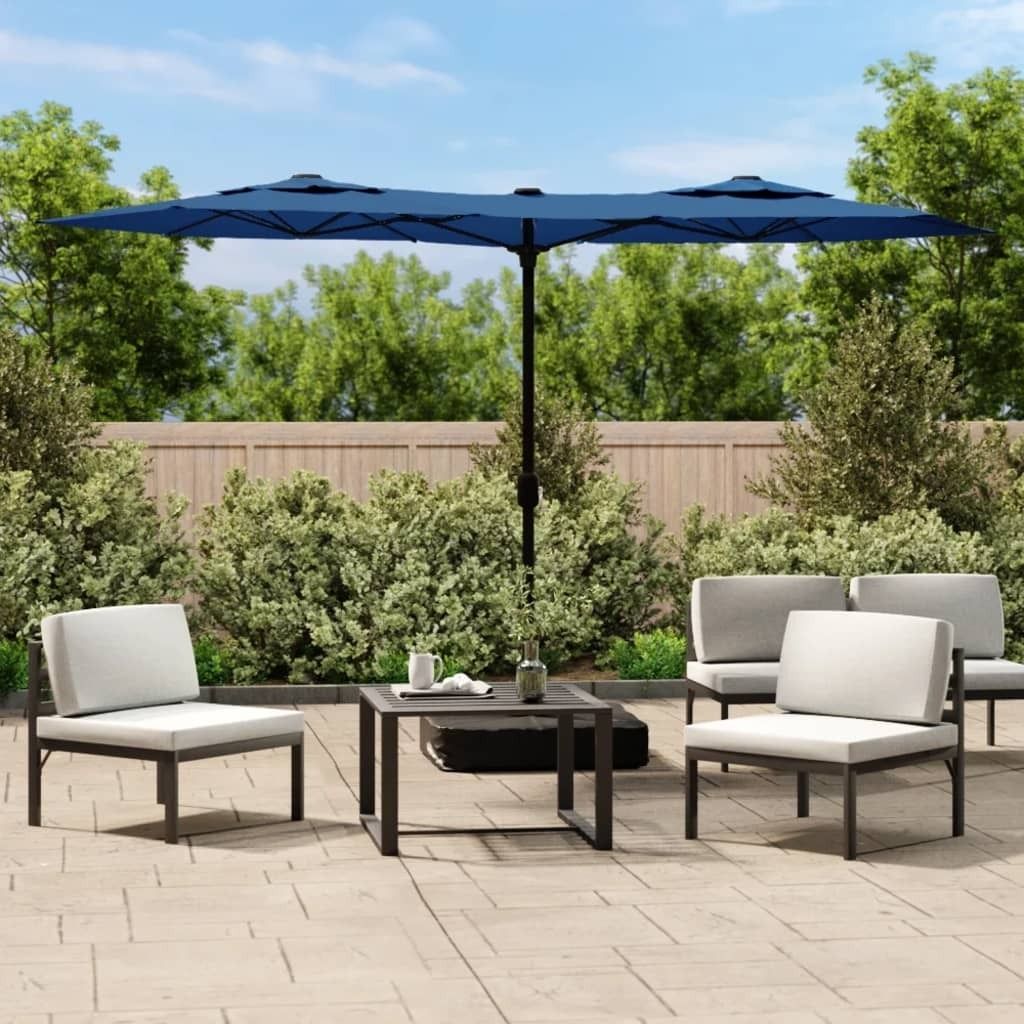 "2026 Promotion" Doppel-Sonnenschirm - ANTI-UV - mit LED-Leuchten Azurblau 316x145 cm - - Sonnenschutz CC22085