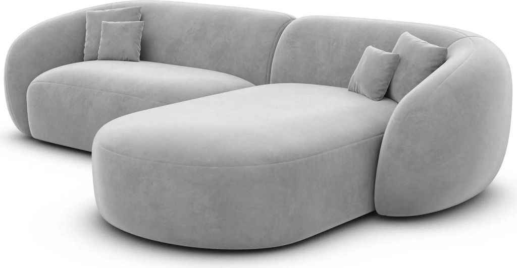 Samtstoff L-Form Sofa Gaia Hellgrau Rechts