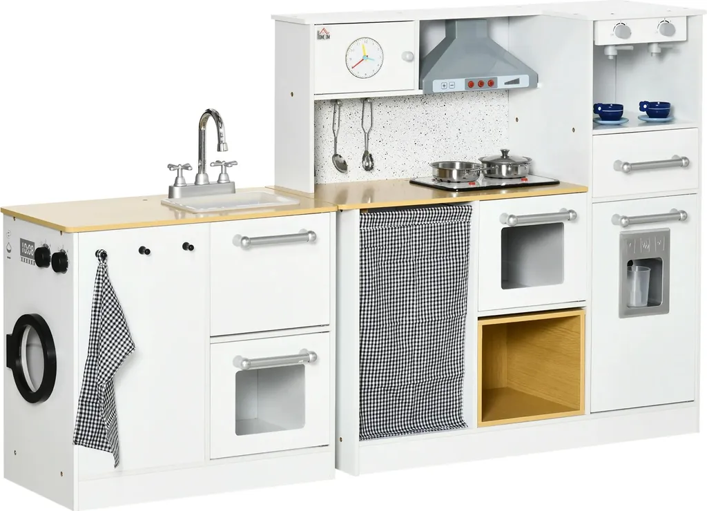 Cuisine enfant bois silencieuse sans pile blanche meuble MDF