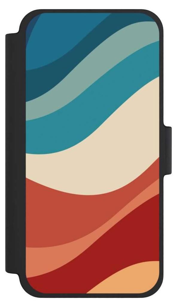 NIVOCASE Klapphülle für Apple iPhone 12 mini Handyhülle aus Kunst Leder NIVOflip schwarz Farbe Farbverlauf Welle