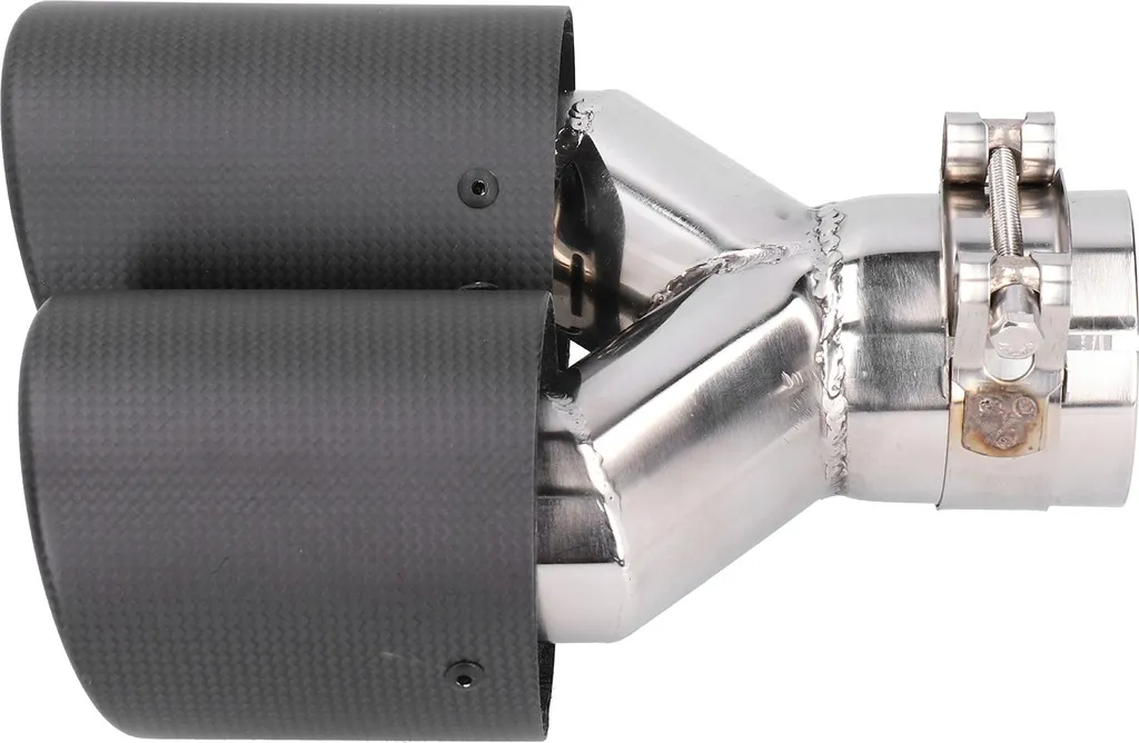 Sortie d'Échappement Double en Acier Inox et Fibre de Carbone Mat Noir