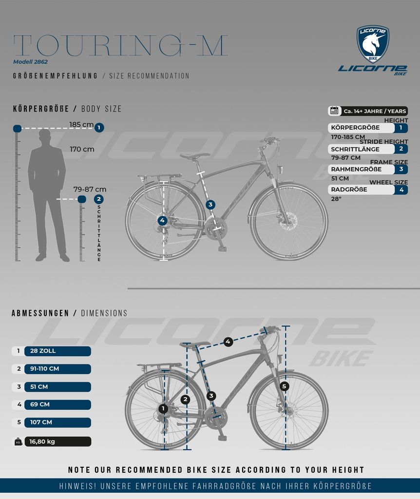 Licorne Bike Premium Touring Trekking Bike in 28 Zoll - Produktbild 