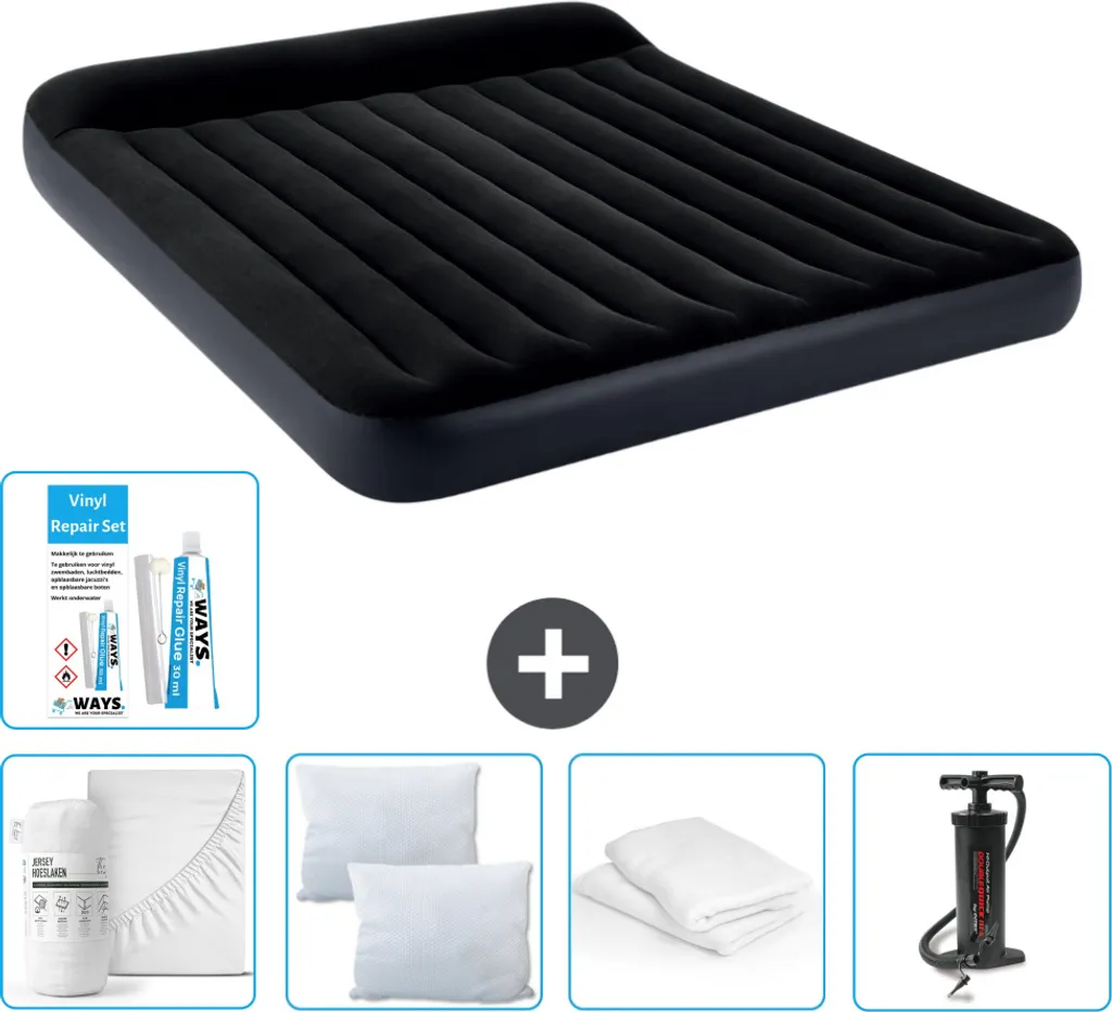Lit d'Appoint Gonflable Intex pour Camping et Invités 183x203x25 Bleu