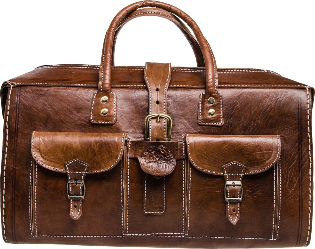 Marrakesch Vintage Leder-Reisetasche Safara klein ca. 50 cm Länge | Handgefertigt aus echtem Leder | Vintage Weekender Bag | Stilvoller Reisebegle...