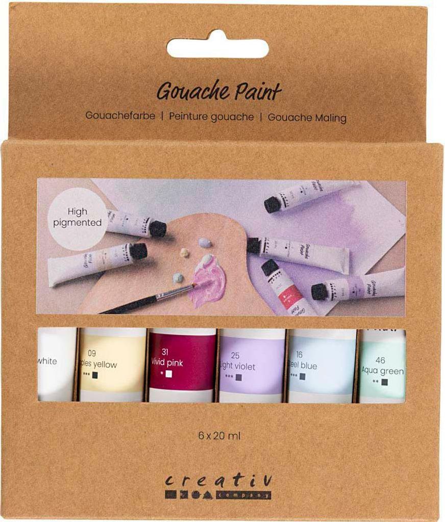 Creativ Company Gouachefarben Pastellfarben Set 6x20ml für Malen