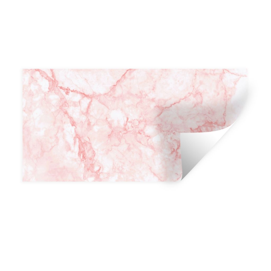 MuchoWow Wandtattoo Wandsticker Wandaufkleber Marmor - Weiß - Rosa - Chic 40x20 cm Selbstklebend und Repositionierbar - Aufkleber