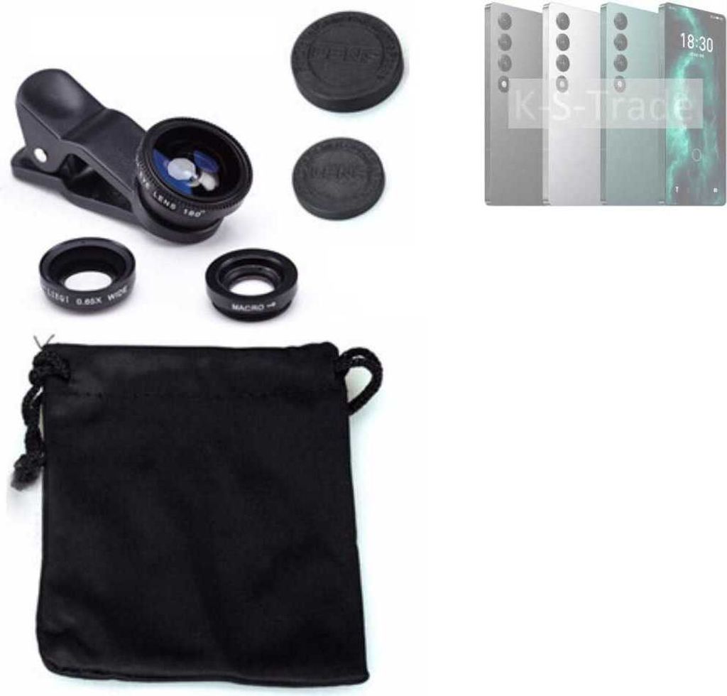 K-S-Trade Smartphone Kamera Linsen Set Kompatibel mit Meizu 20 Infinity 3in1 Clip-On Kamera Adapter Macro Weitwinkel FishEye Fischauge Objektiv Linse