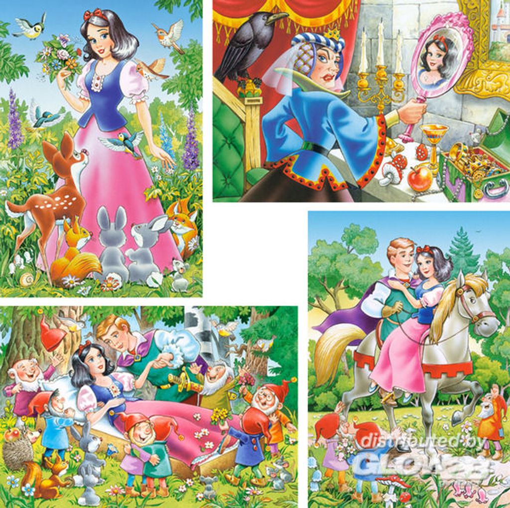 Castorland Snow White a.the Seven Dwarfs 4xPuzzle B-04423-2