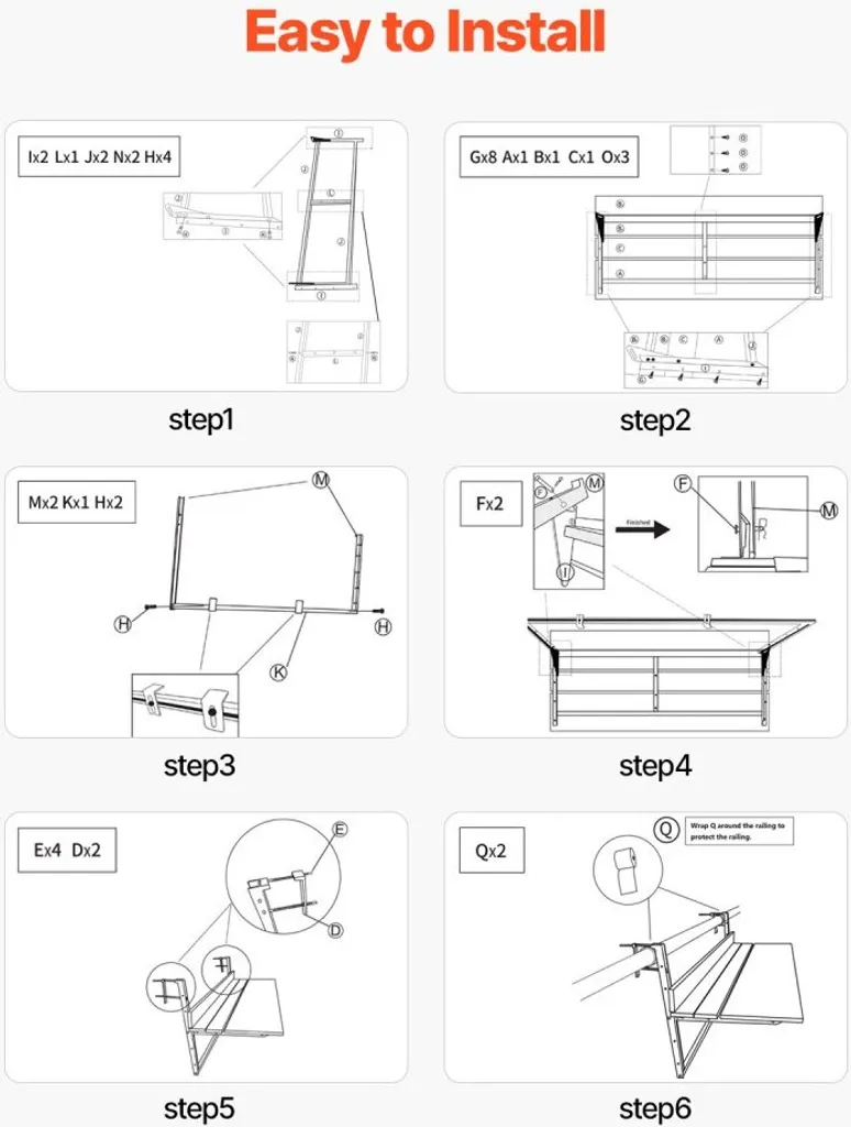 Table de balcon suspendue pour repas extérieur - Plateau pliable 100cm