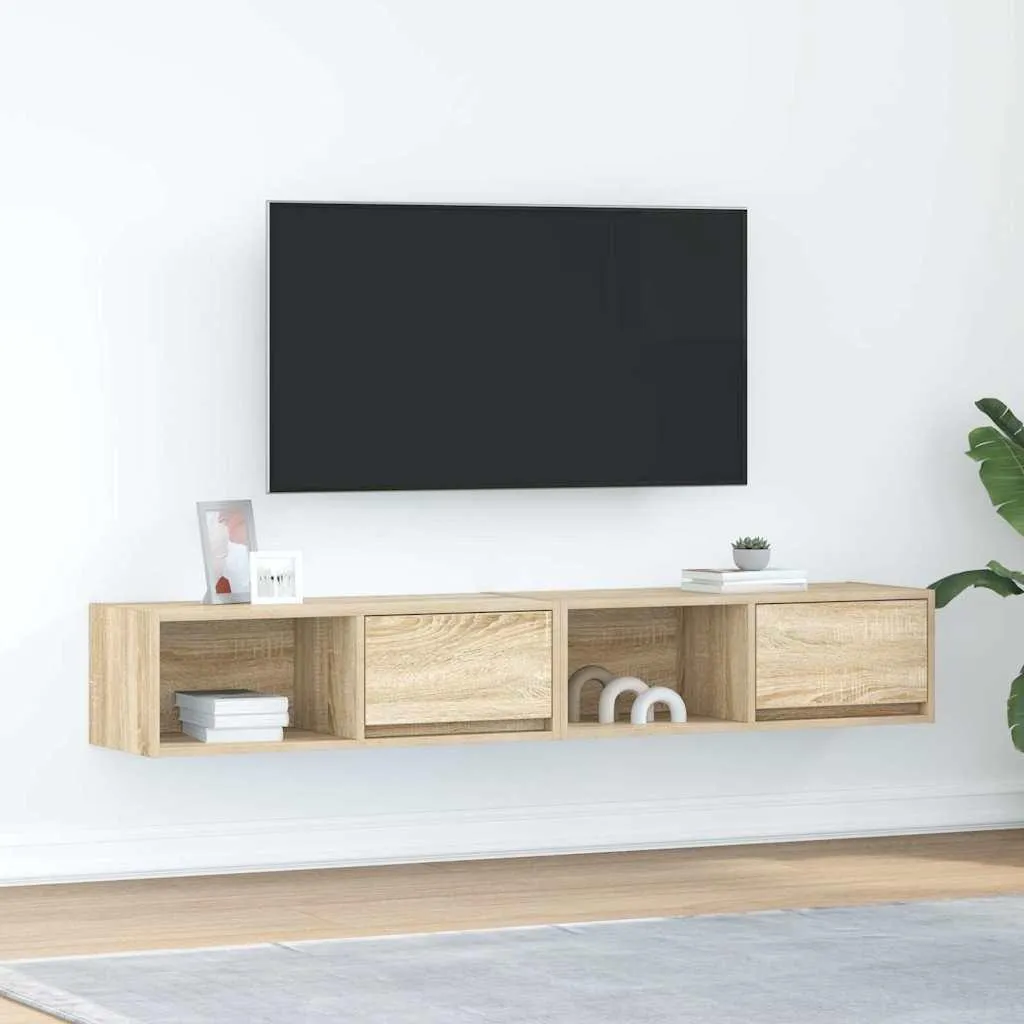 vidaXL Mobili TV 2 pezzi rovere Sonoma 80x31x25,5 cm materiale a base di legno