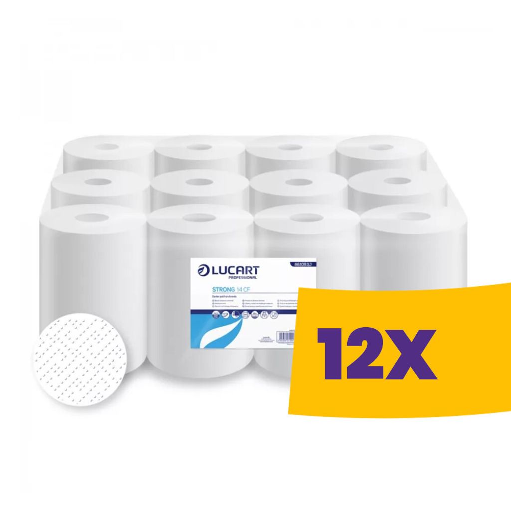 Lucart Strong 14 CF Industrie-Wischpapier 14cm Durchmesser - 2-lagig, schneeweiß 55m (Karton - 12 tek)