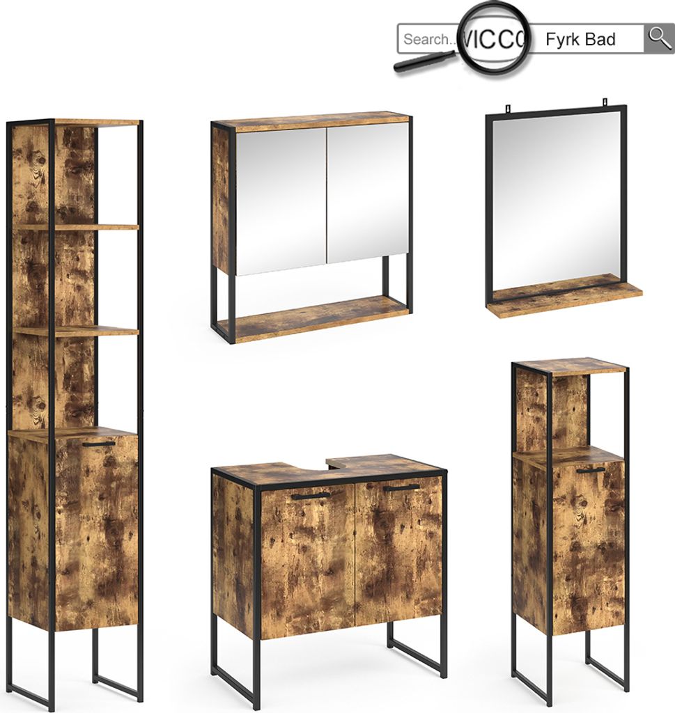 Vicco Waschmaschinenschrank Fyrk, 64 x 189 cm, Eiche Produktbild 8