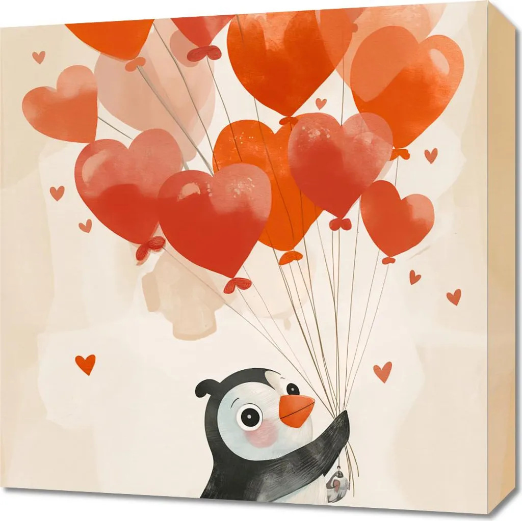 Quadro Cameretta Bambino Pinguino 50x50 - Regalo Nascita