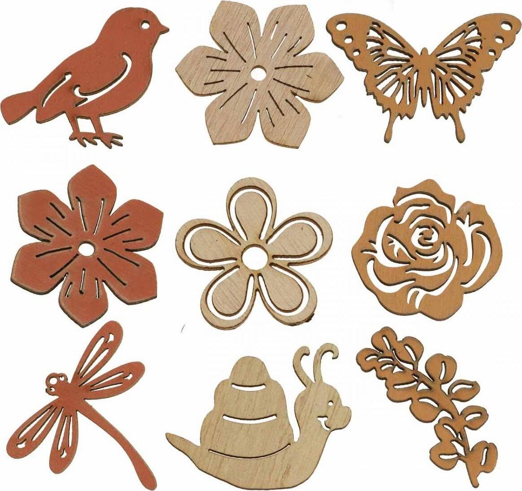 Streudeko Blumen und Tiere Mix Sommer Deko Tischdeko 72 Stück Holz