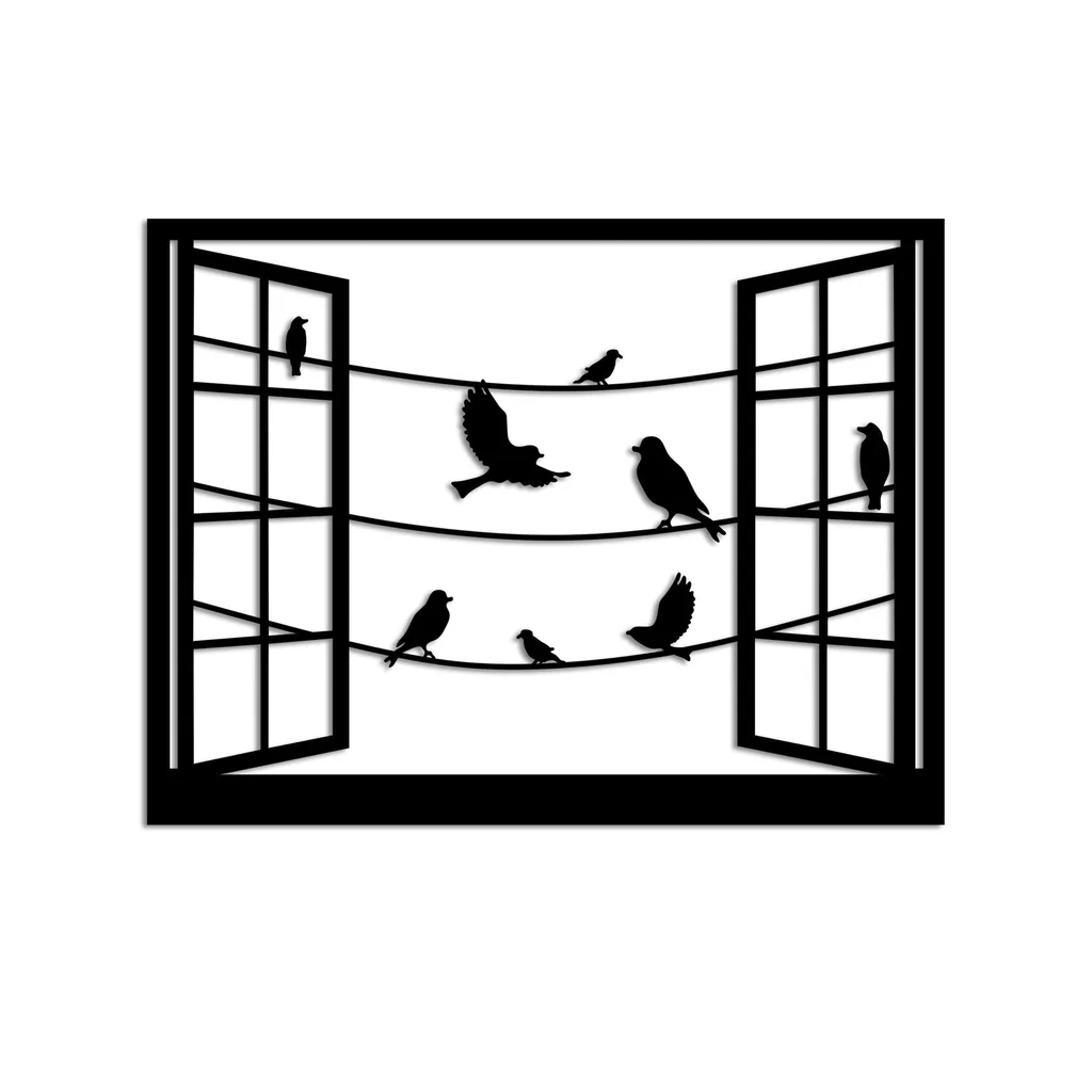 Décoration Murale 100 % Métal Noir Wallity - Design Oiseaux 50 x 38 cm - 5