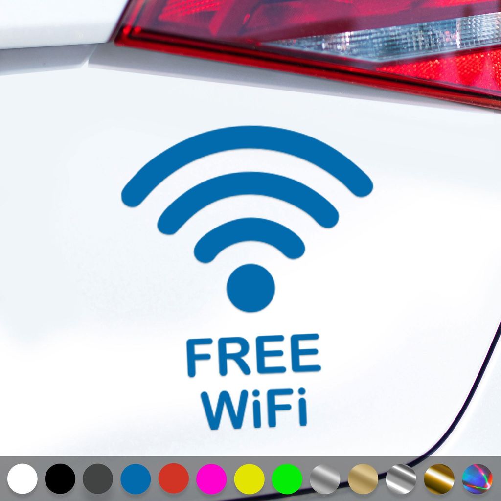 PantherPixel Free Wifi Aufkleber Hotspot Gratis WLAN Sticker Auto Geschenkidee Farbe Blau