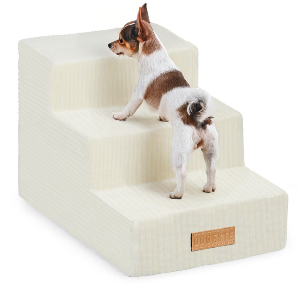 Escaliers pour chien ou chat Dogeste à 3 marches – velours Image du produit 