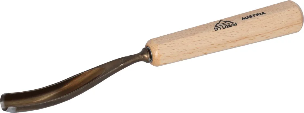 STUBAI Scalpello Serie 52 - Forma 20 | Scalpello curvo 10 mm, con manico in legno, per lavori di figura, modanature, raffigurazione di capelli ondulati e acqua, per la lavorazione del legno