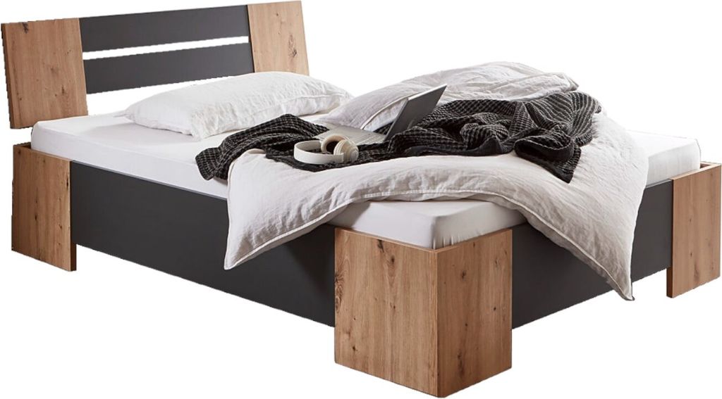 Futonbett LINZ, Bett, Artisan Eiche / anthrazit, 140x200